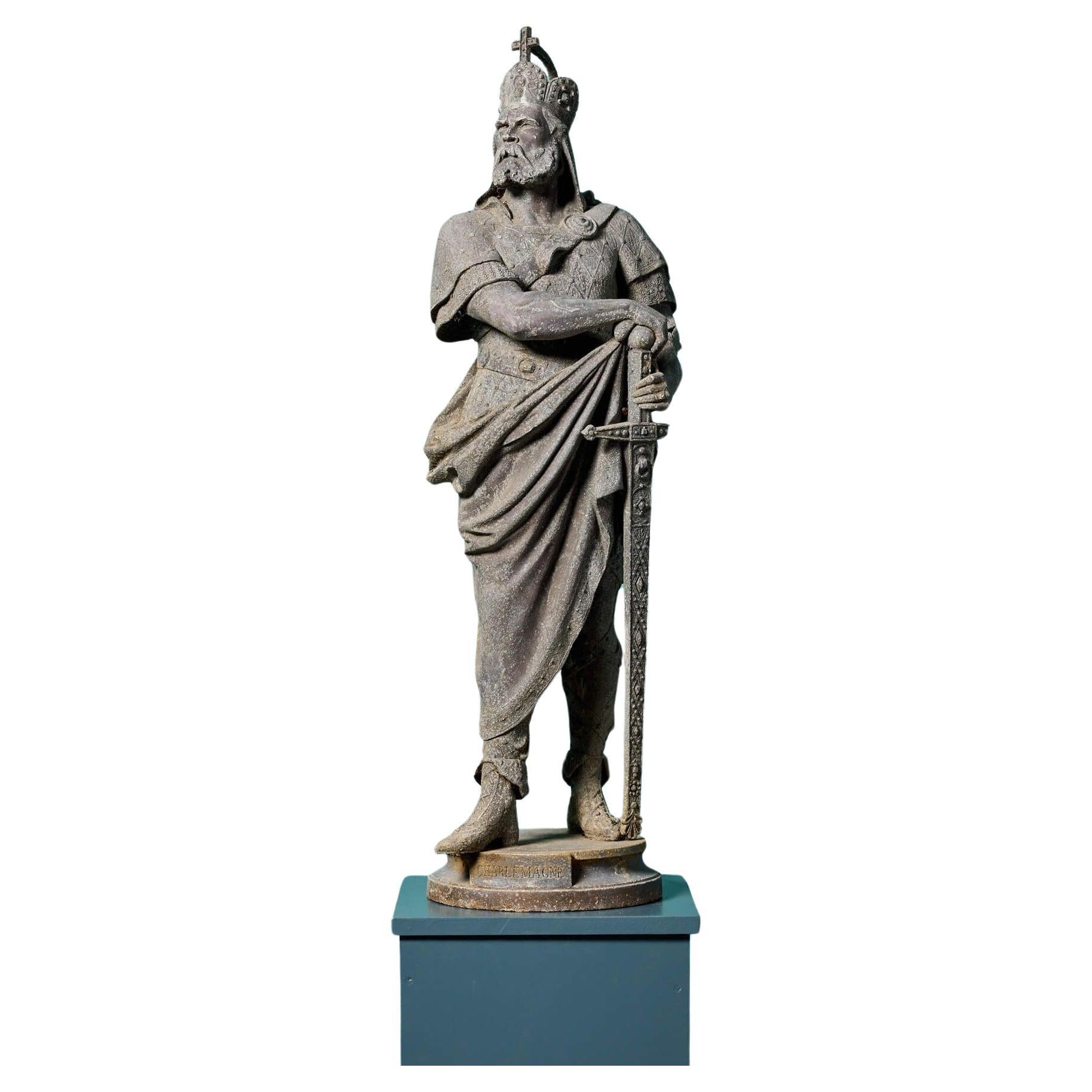 Statue de jardin ancienne de Charlemagne (Charles le Grand)