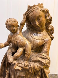 Antique Statue of Virgin Mary and Child , 19th Century