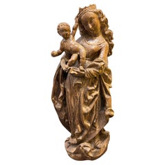 Antique Statue of Virgin Mary and Child , 19th Century