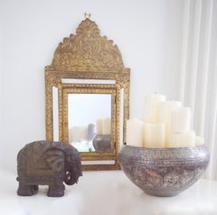 Antique Statue, Sculpture of African Elephant Wood with Detail Overlay