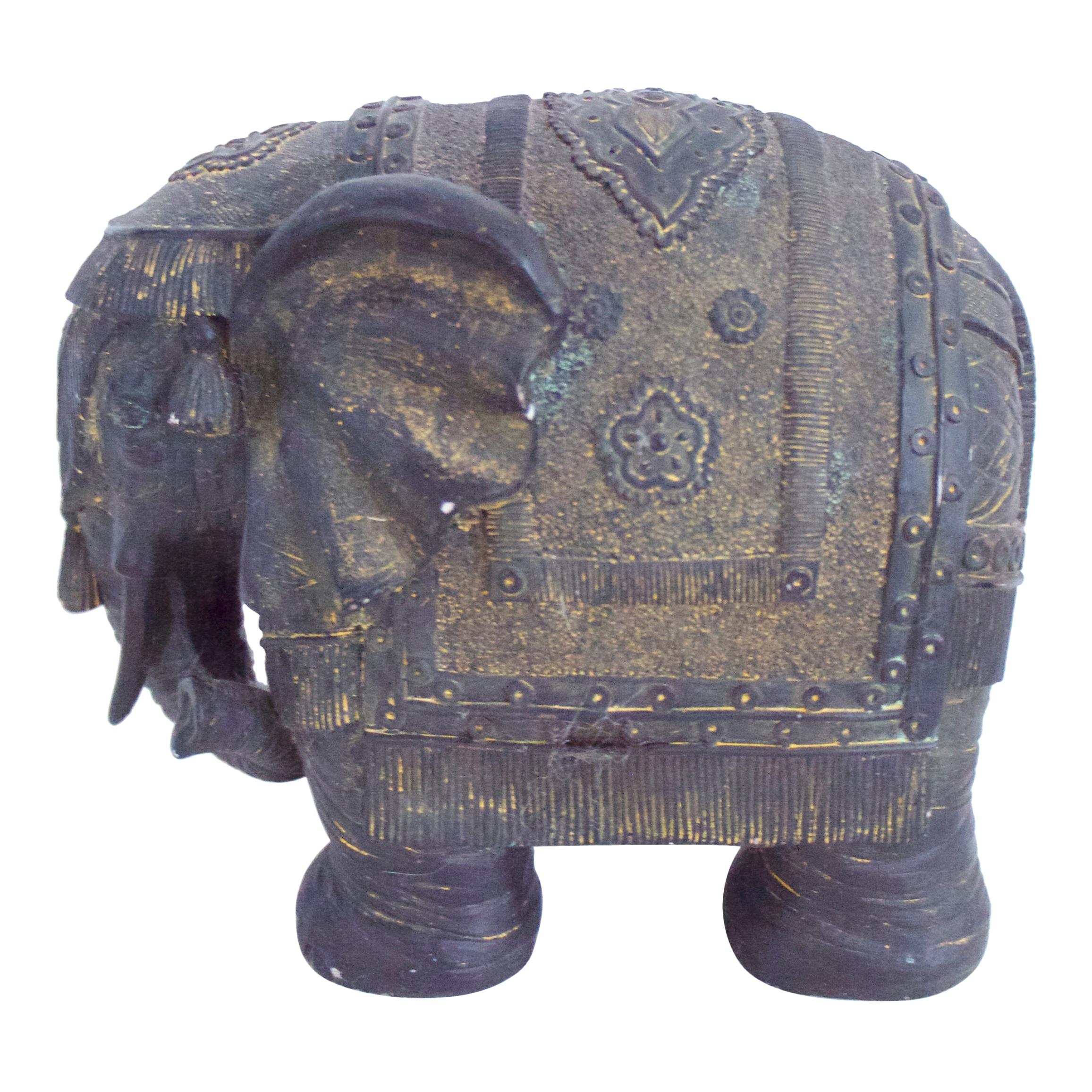 Antique Statue, Sculpture of African Elephant Wood with Detail Overlay For Sale