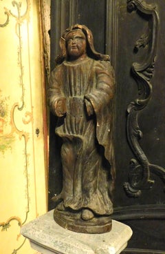 Antique Statue Sculpture, Wood Figurine Depicting Mystical Character, 1600 Italy