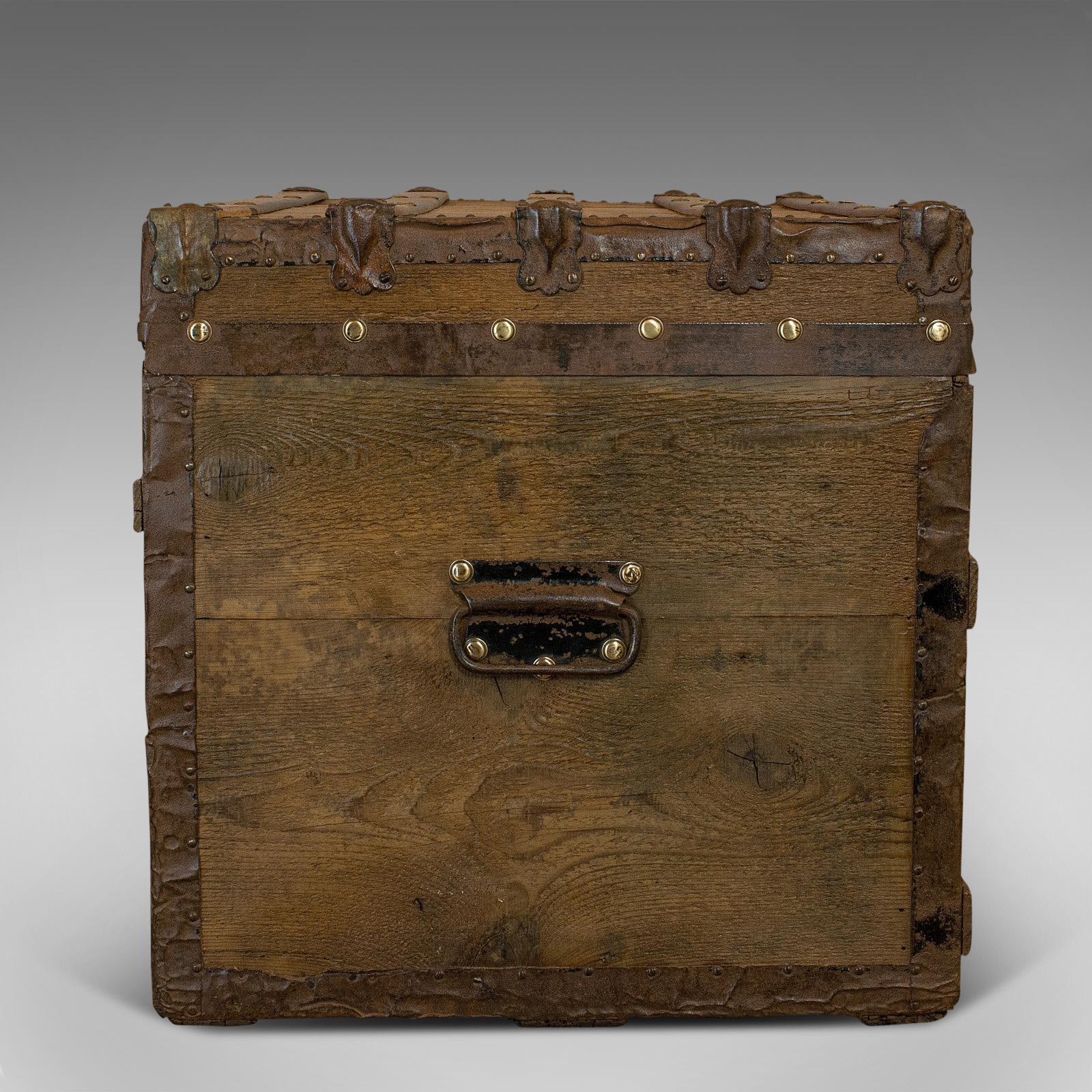 Antique Steamer Chest, English, Cedar, Shipping, Travel, Trunk, Victorian, 1900 4