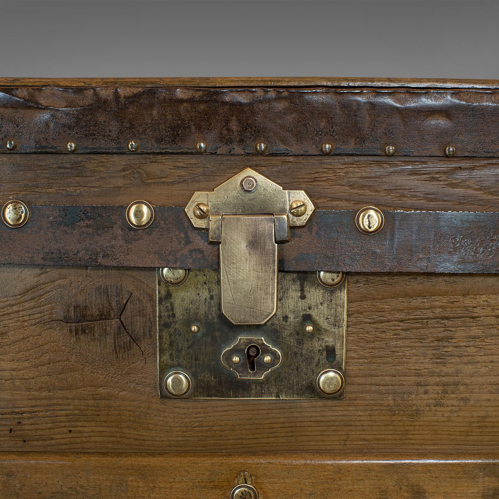 Antique Steamer Chest, English, Cedar, Shipping, Travel, Trunk, Victorian, 1900 5