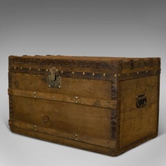 Antique Steamer Chest, English, Cedar, Shipping, Travel, Trunk, Victorian, 1900