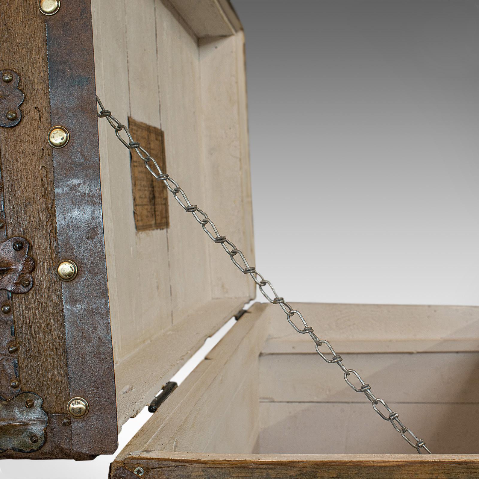 Antique Steamer Chest, English, Cedar, Shipping, Travel, Trunk, Victorian, 1900 1