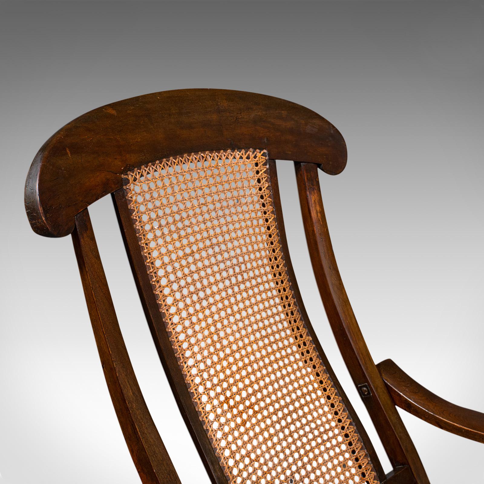 Walnut Antique Steamer Deck Chair, English, Beech, Bergere, Armchair, Edwardian, C.1910