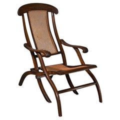 Antique Steamer Deck Chair, English, Beech, Bergere, Armchair, Edwardian, C.1910