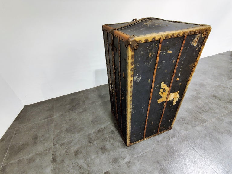 Antique Steamer Trunk by Innovation, 1930s at 1stDibs  steamer chest,  steamer trunk antique, antique steamer trunk with drawers and hangers