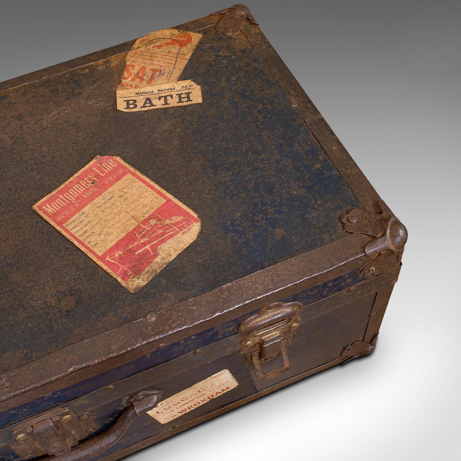 Antique Steamer Trunk, English, Travel, Voyage, Chest, Edwardian, circa 1910 6