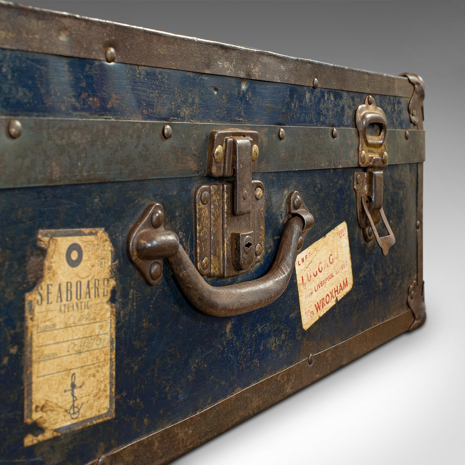 Antique Steamer Trunk, English, Travel, Voyage, Chest, Edwardian, circa 1910 7
