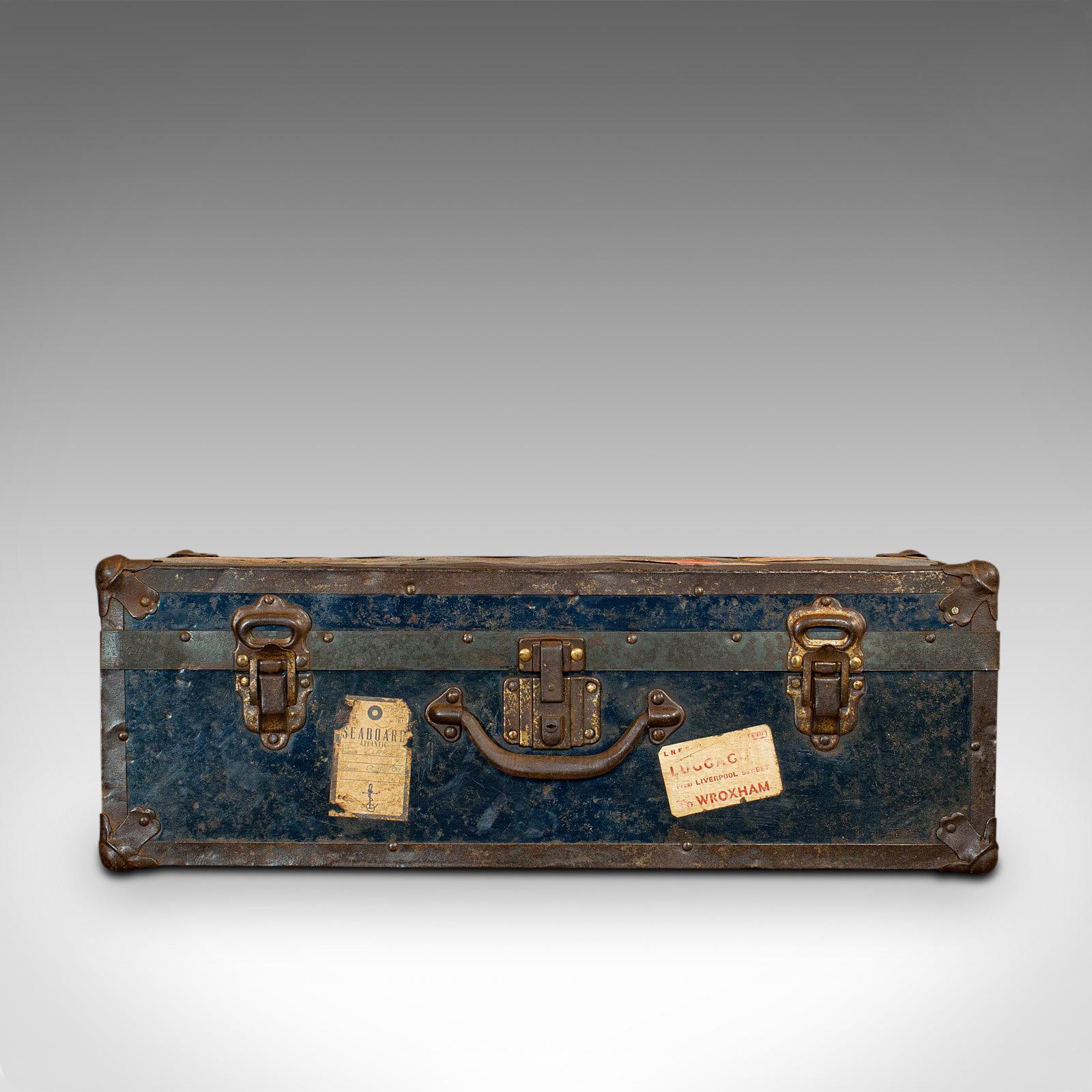Antique Steamer Trunk, English, Travel, Voyage, Chest, Edwardian, circa 1910 In Good Condition In Hele, Devon, GB