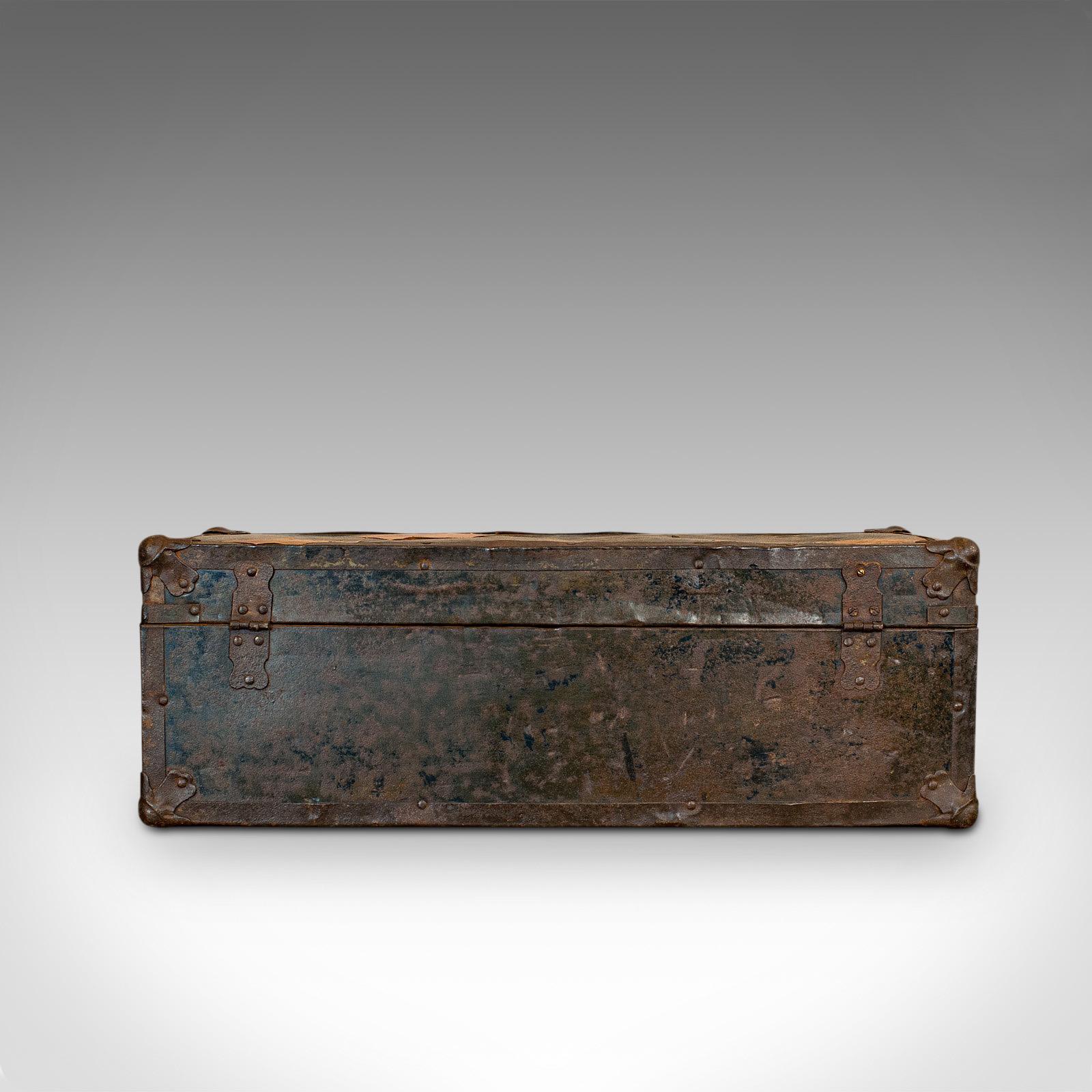 Antique Steamer Trunk, English, Travel, Voyage, Chest, Edwardian, circa 1910 2