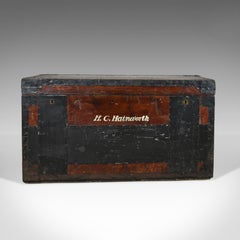 Antique Steamer Trunk, Large, English, Pine, Metal Lined, Chest, Edwardian