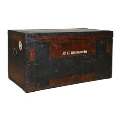 Antique Steamer Trunk:: Large:: English:: Pine:: Metal Lined:: Chest:: Edwardian