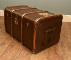 Antique Steamer Trunk Luggage Case Leather Vintage 1920s