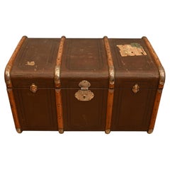Antique Steamer Trunk Luggage Case Leather Vintage 1920s