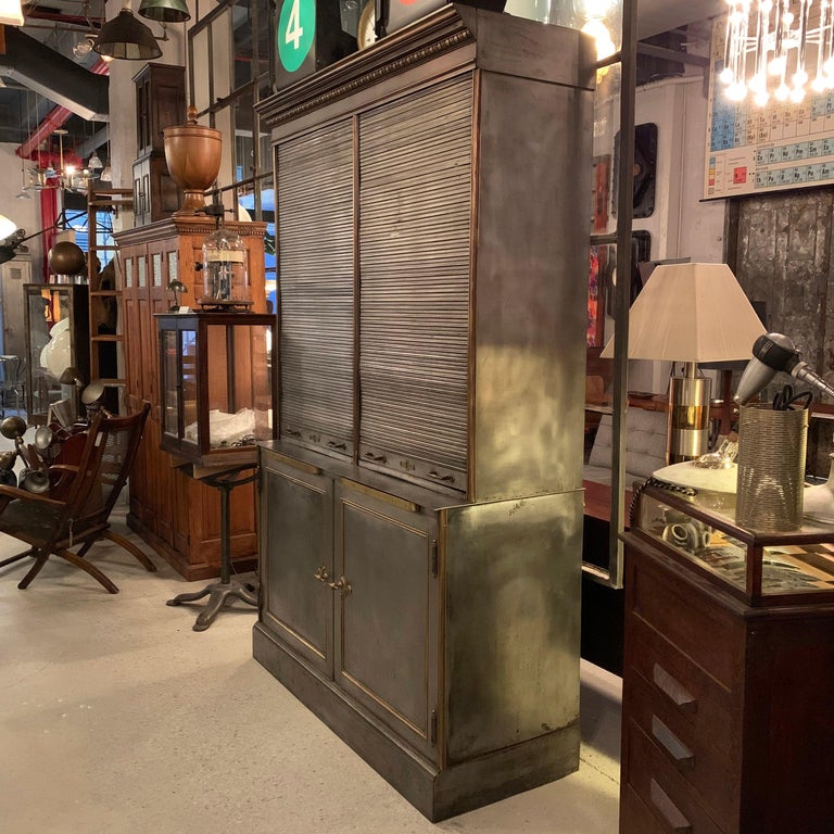 Antique Steel and Brass Roll Top Valuables Safe Display For Sale at 1stDibs roll top