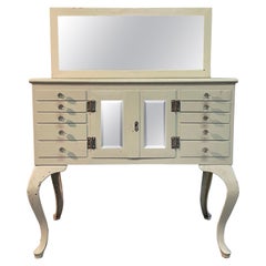 Antique Steel Apothecary Medicine Cabinet With Mirror