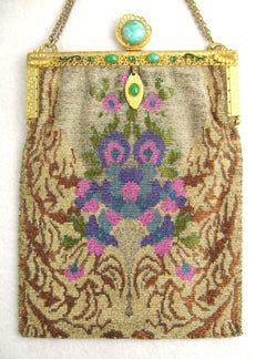 Antique Steel Beaded Flapper Hand Bag 1920s