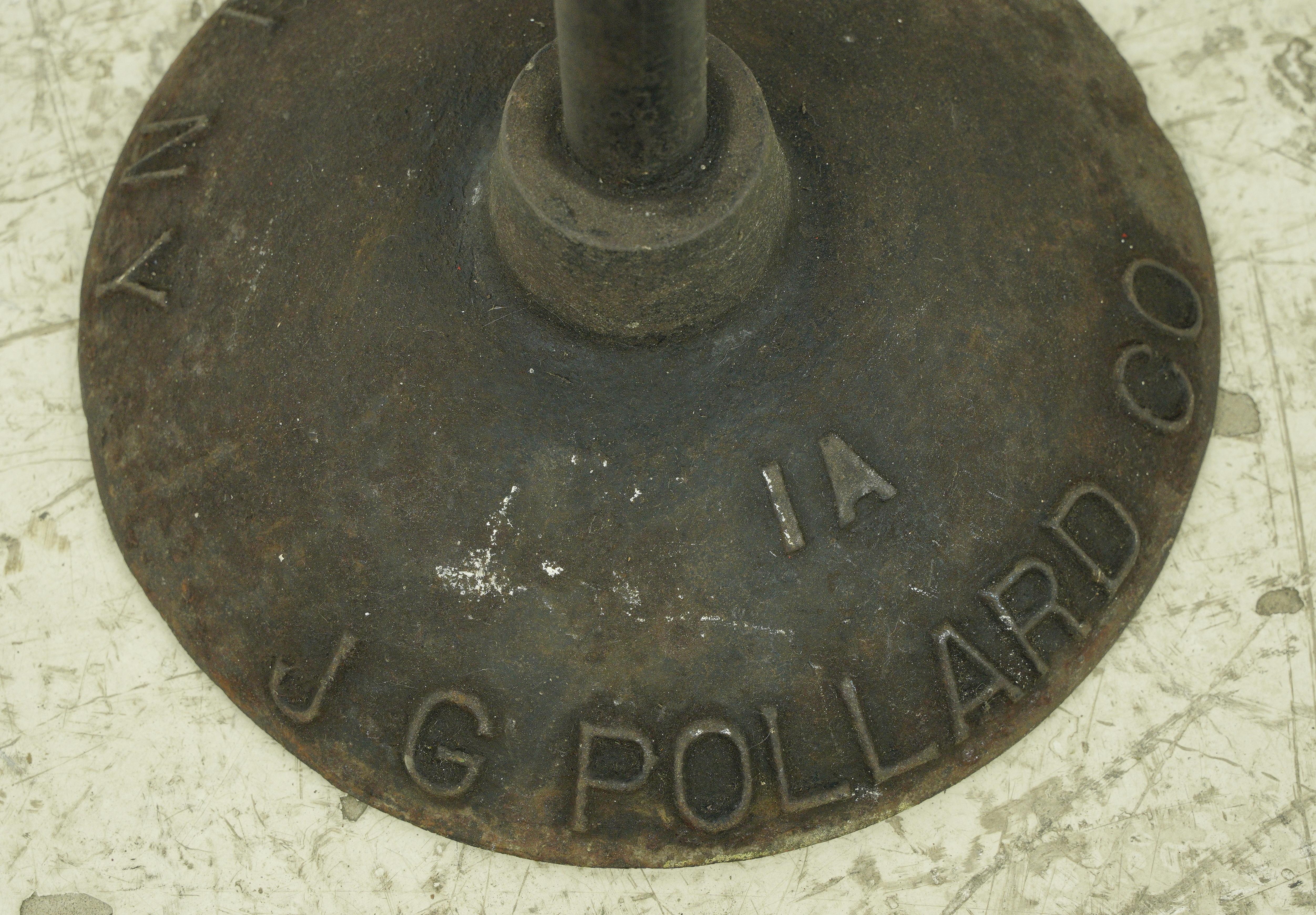 Industrial Antique Steel & Cast Iron Bus Station Standing Pole Sign by J.G. Pollard Co.  For Sale
