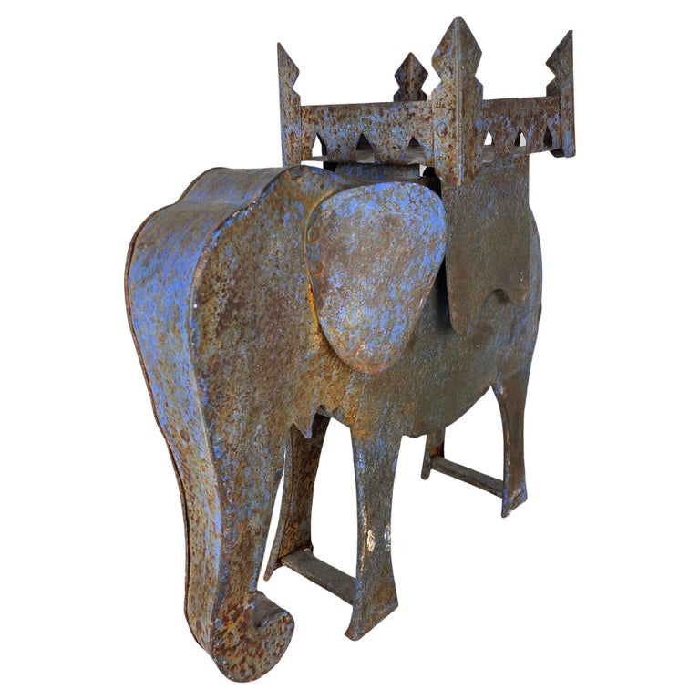 Antique Steel Elephant, Hand Made Elephant, India Arts and Craft,  Decoration Piece For Sale at 1stDibs