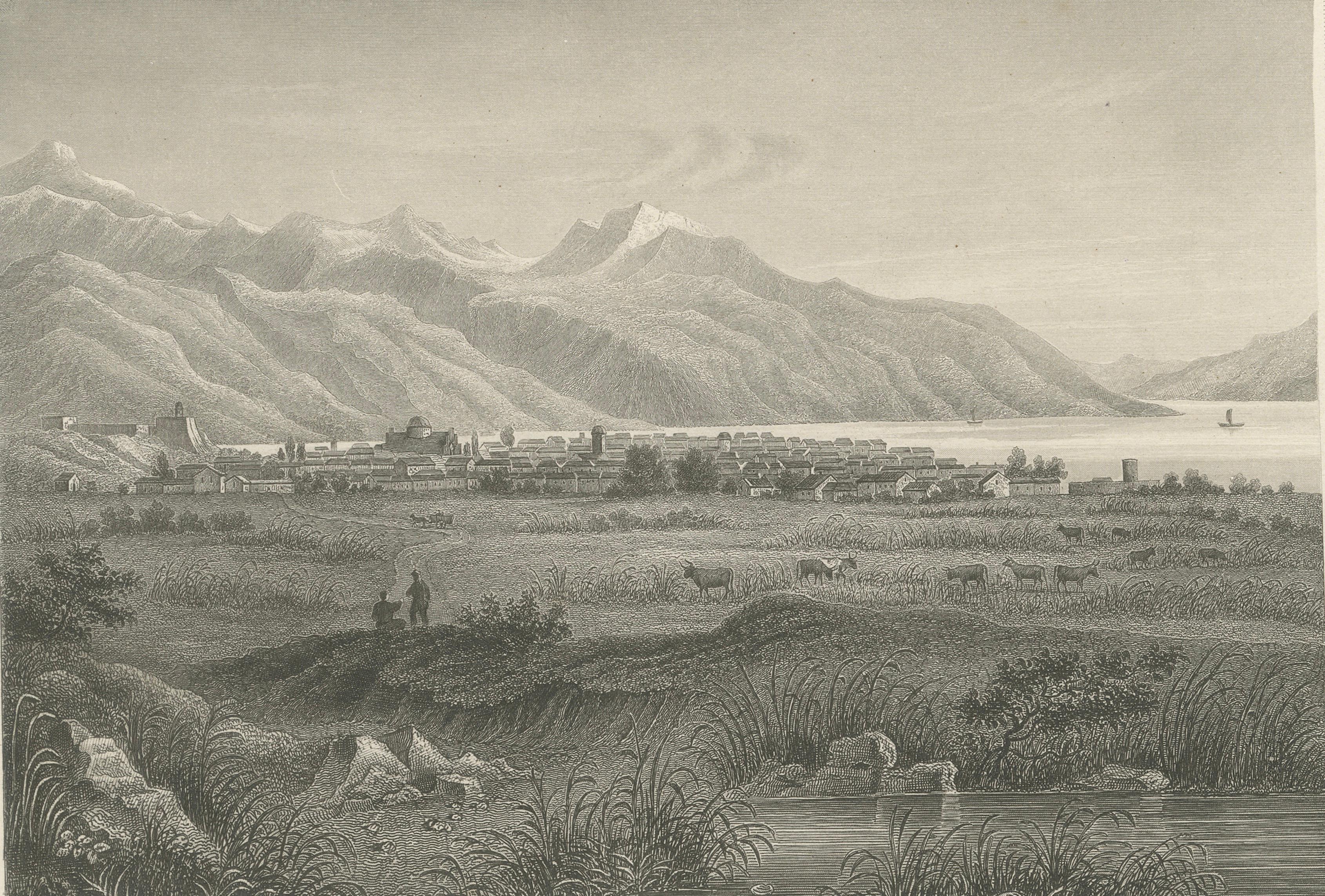 Antique Steel Engraving of Salt Lake City, Mormon Settlement, ca. 1850