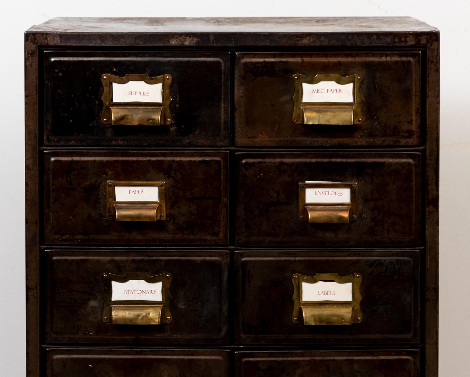 Antique Steel File Cabinet In Good Condition In Stamford, CT