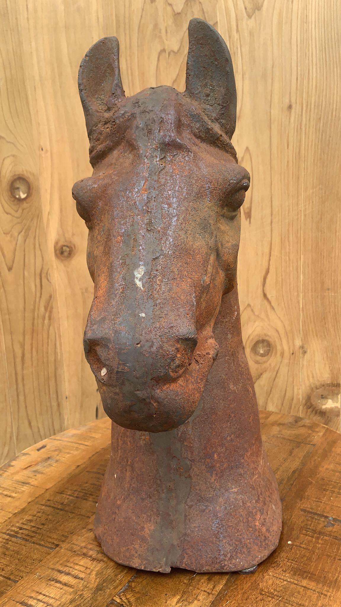 Antique Steel Horse Head Statue For Sale at 1stDibs