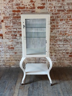 Antique Steel Medical Cabinet with Cabriole Legs