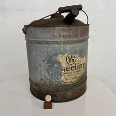 Antique Steel Can Funnel Spout & Carry Handle Wheeling Corrugating Company WV