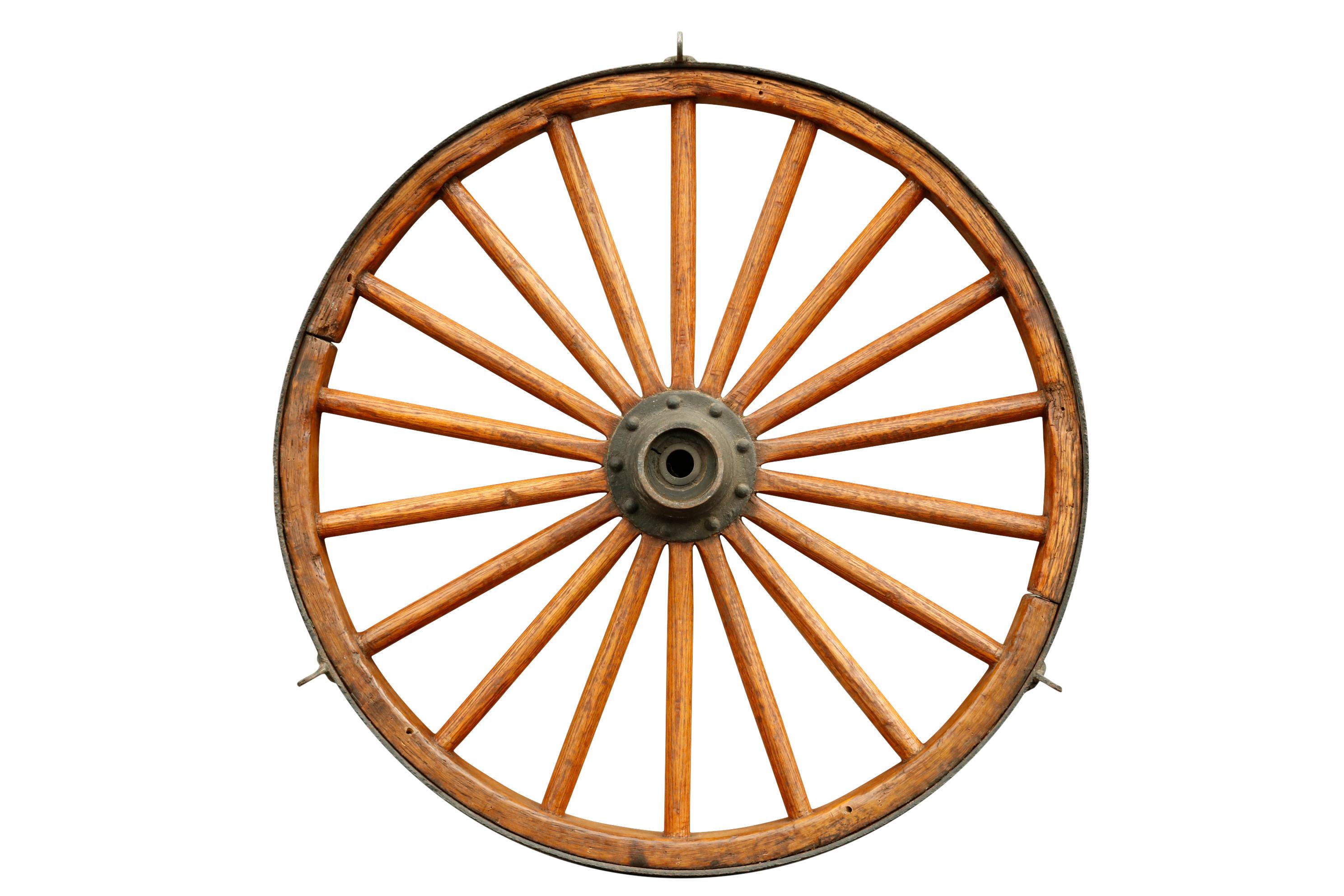 American Antique Steel & Oak Wagon Wheel