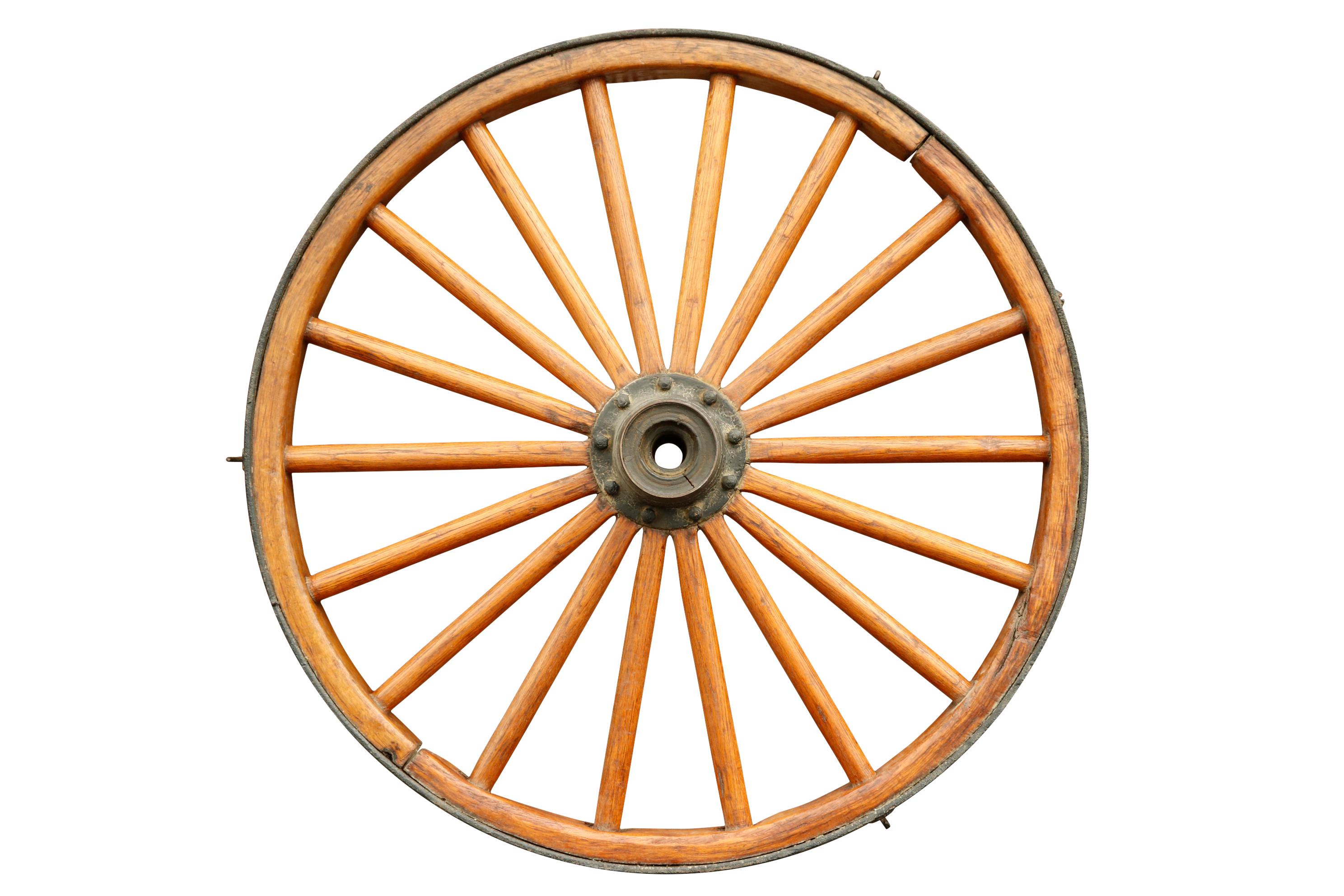 Antique Steel & Oak Wagon Wheel 1