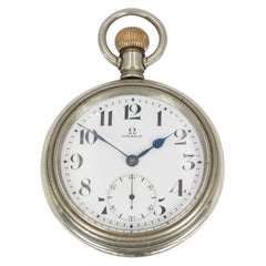 Antique Steel Omega Pocket Watch, Early 20th Century