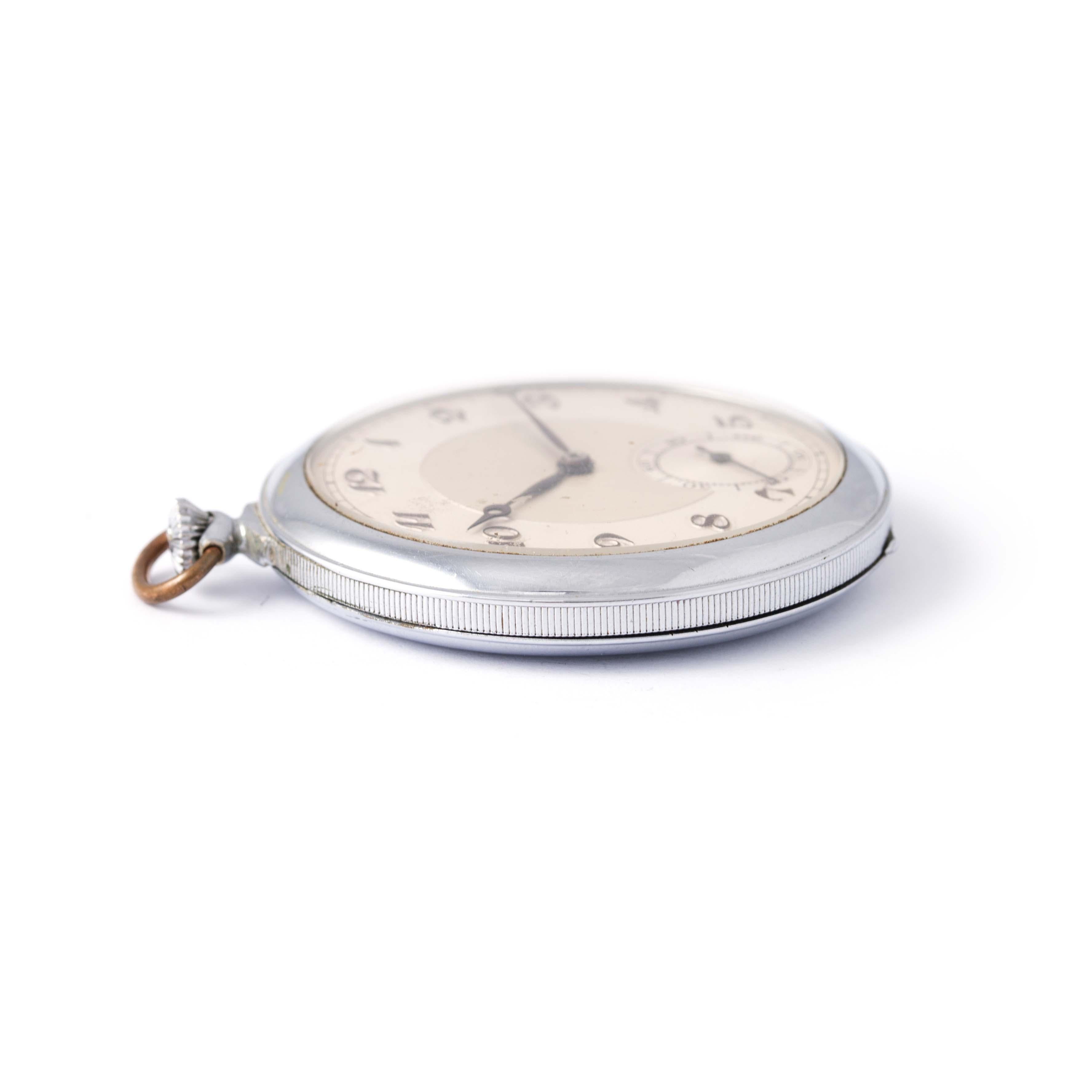 Art Deco Antique Steel Pocket Watch For Sale