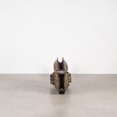 Antique Steel Pulley with Brass Plate, circa 1900-1930