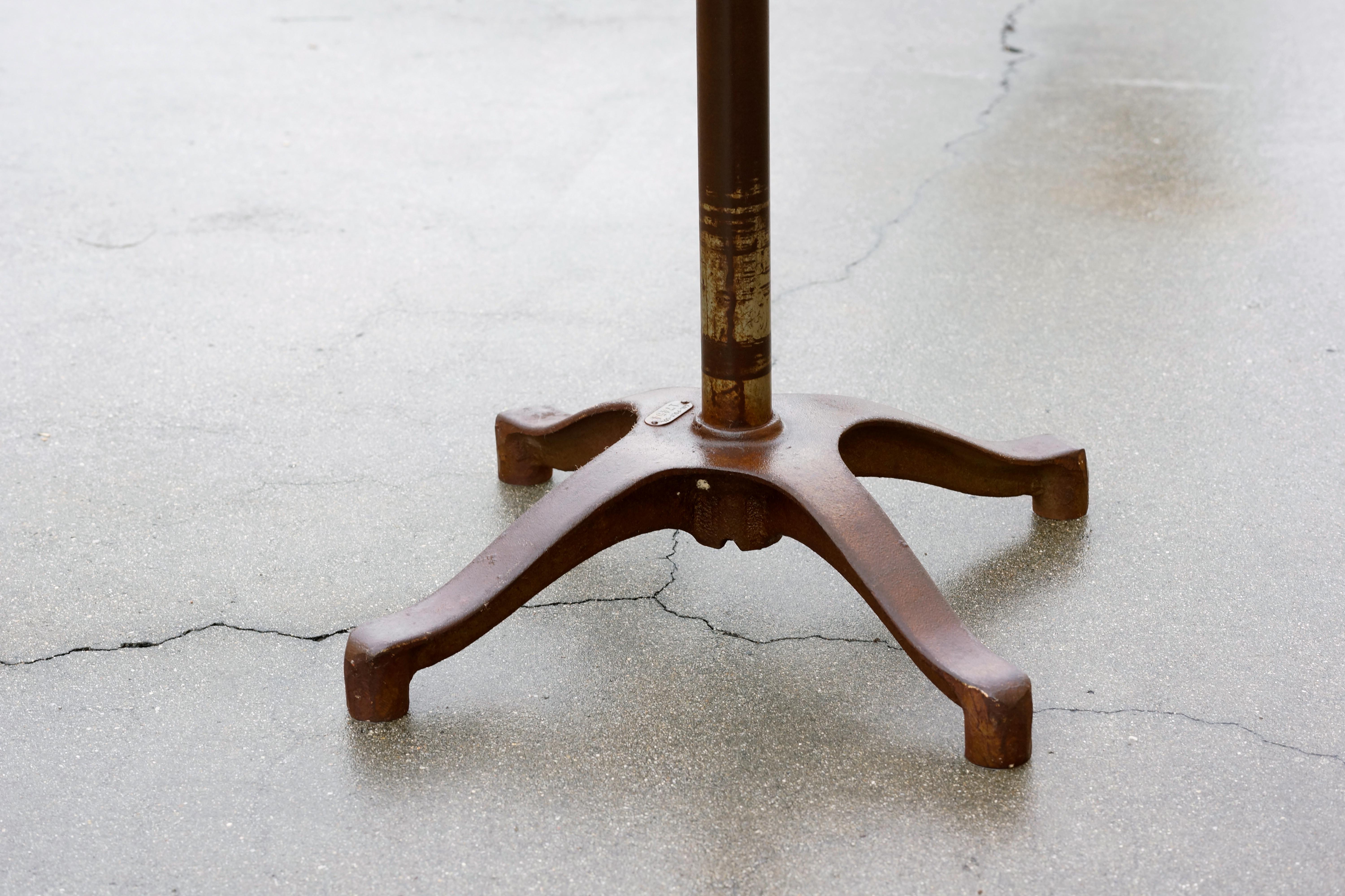North American Antique Steel Stool with Distressed Patina, 1930s