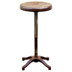 Antique Steel Stool with Distressed Patina, 1930s