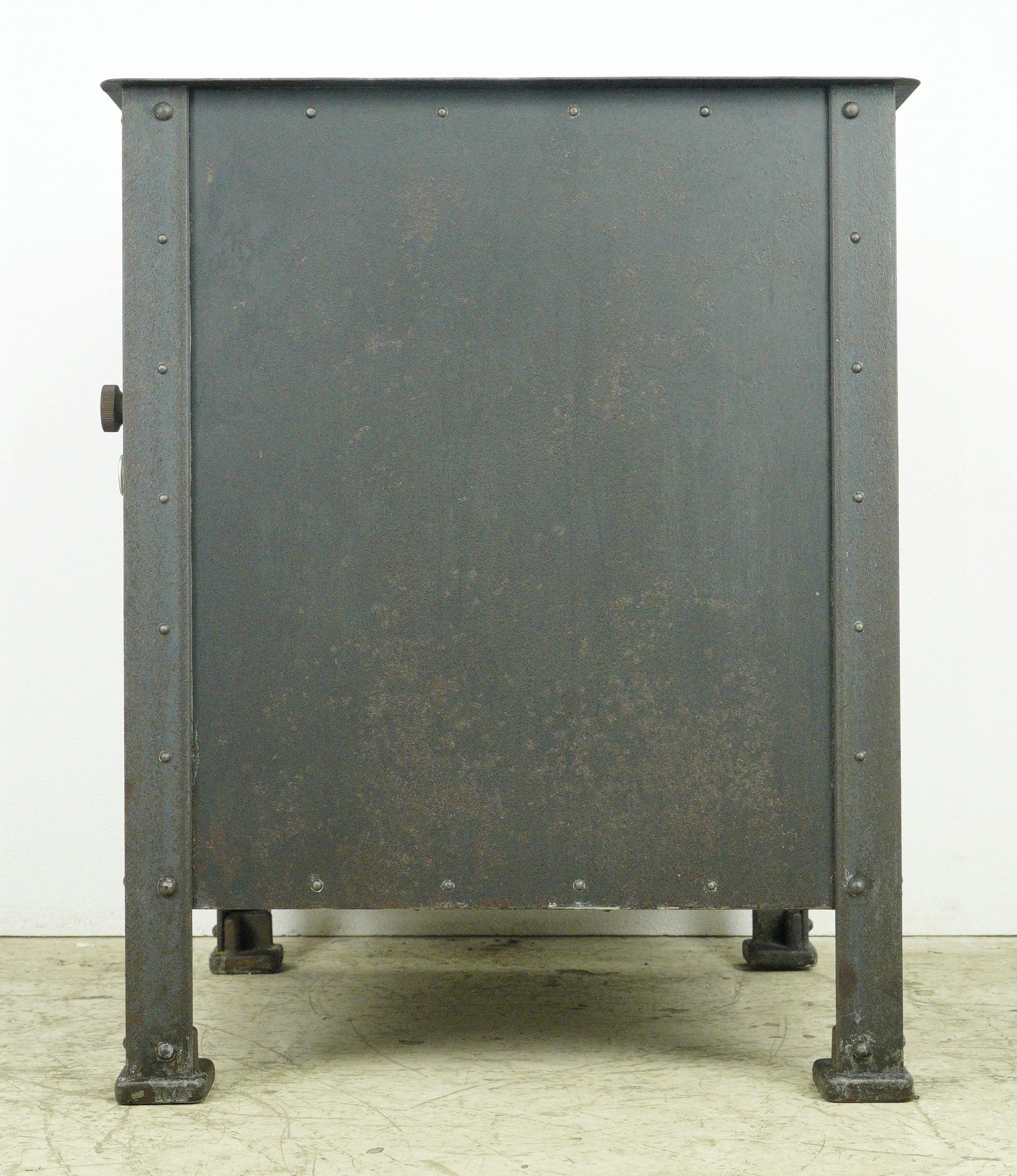 Antique Steel Textile Machine Works Factory Cabinet Riveted  For Sale 6