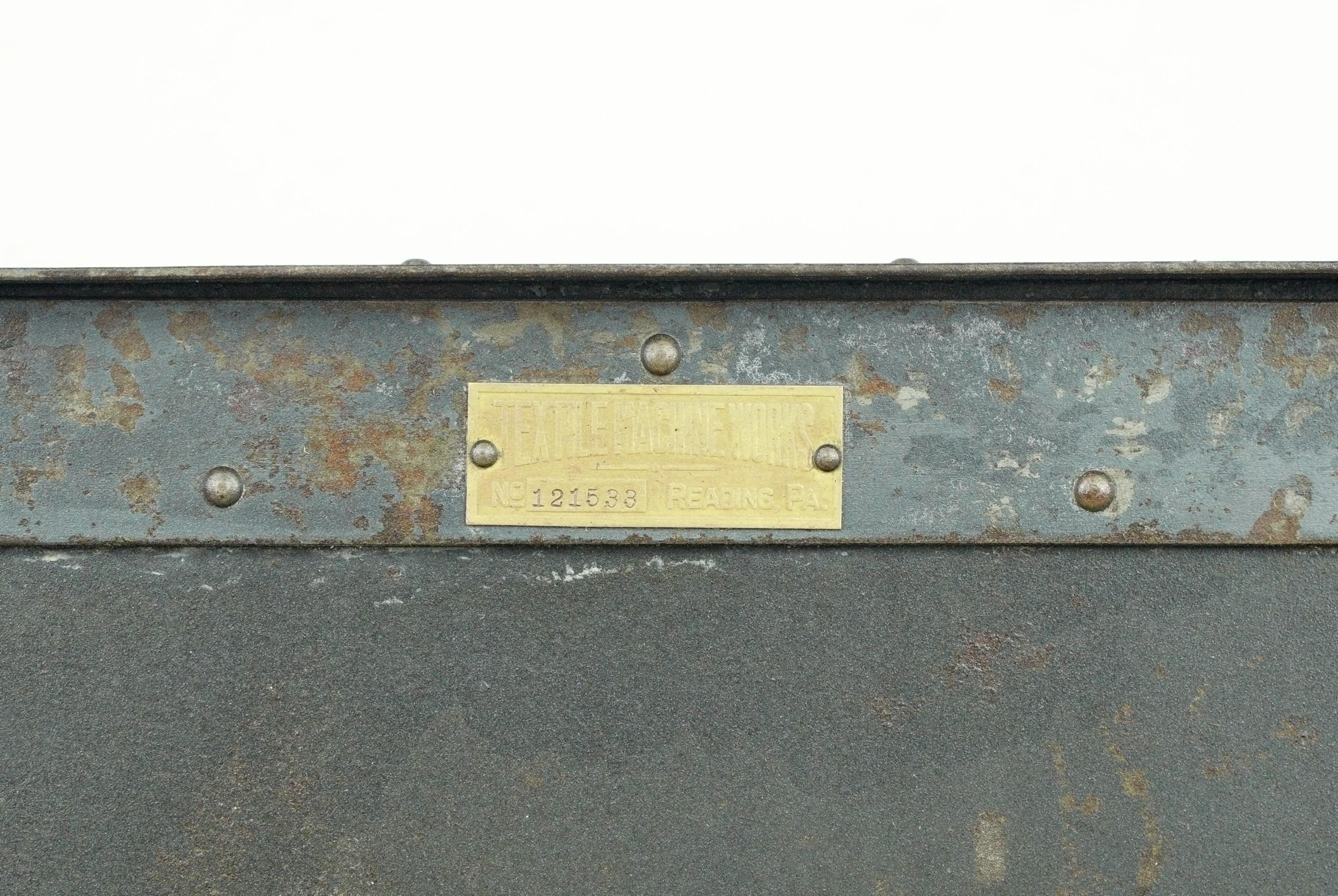 Antique Steel Textile Machine Works Factory Cabinet Riveted  In Good Condition For Sale In New York, NY