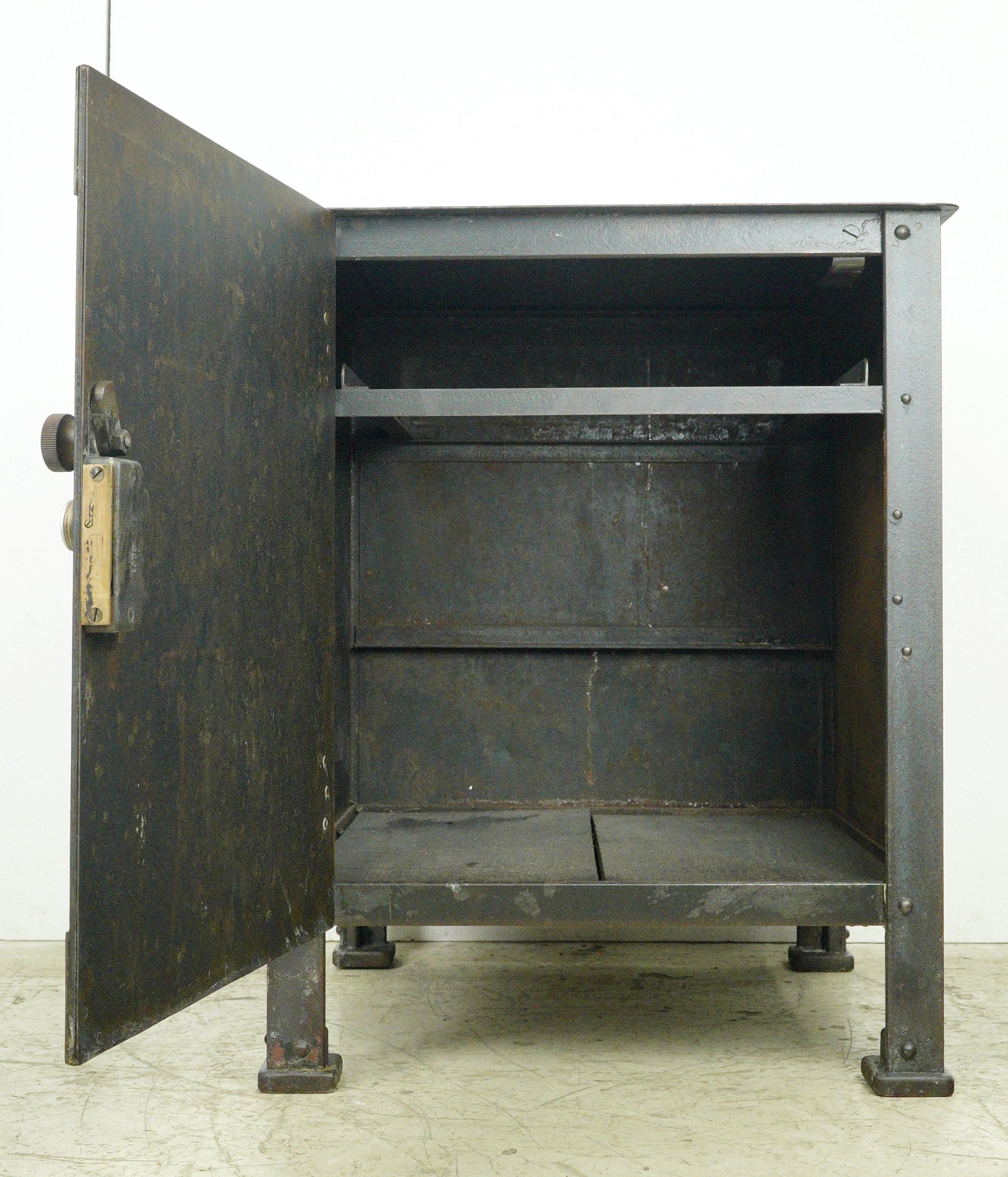 20th Century Antique Steel Textile Machine Works Factory Cabinet Riveted  For Sale