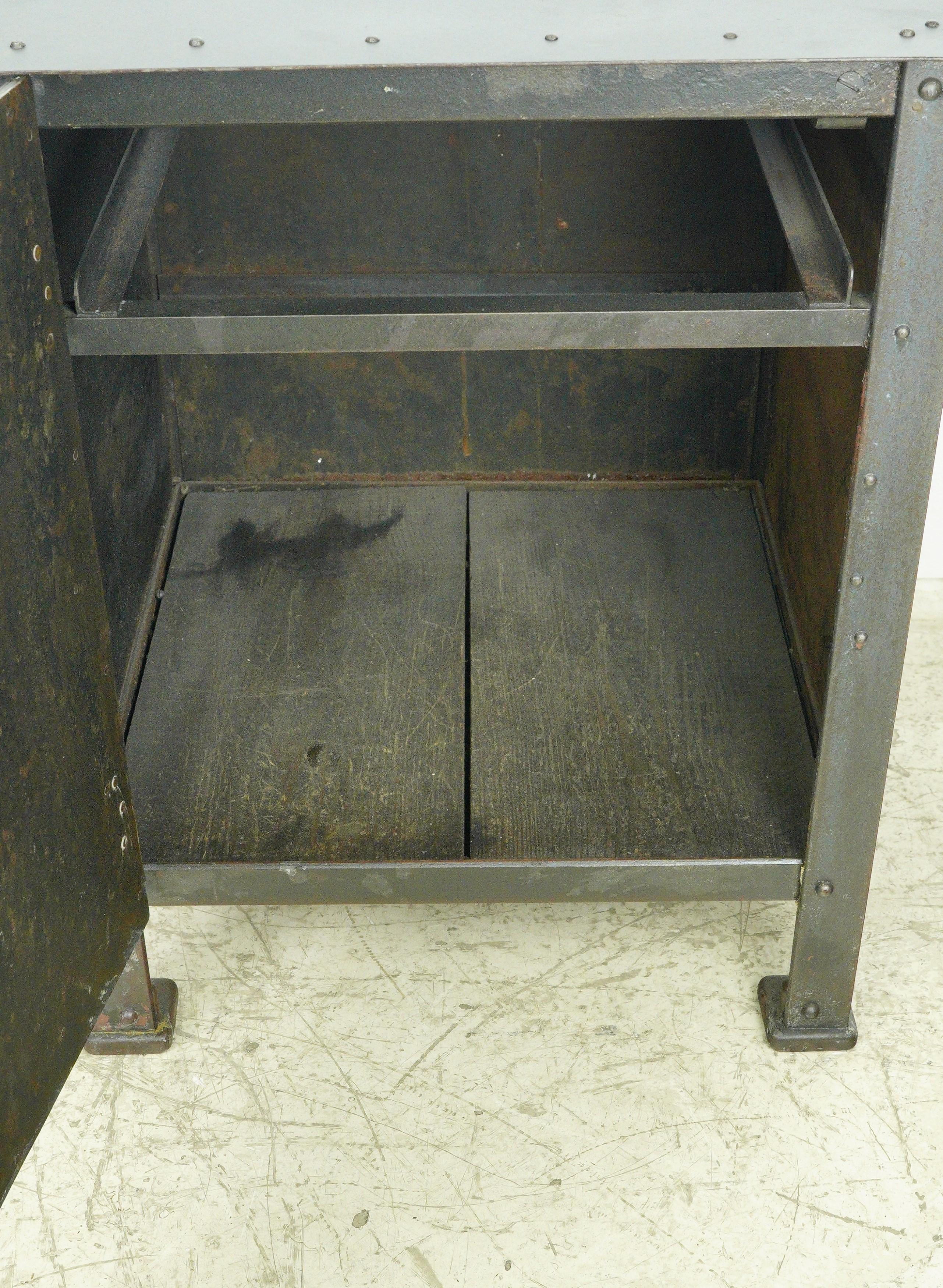 Antique Steel Textile Machine Works Factory Cabinet Riveted  For Sale 1