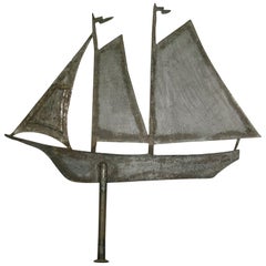 Antique Steel Weathervane Sailing Ship