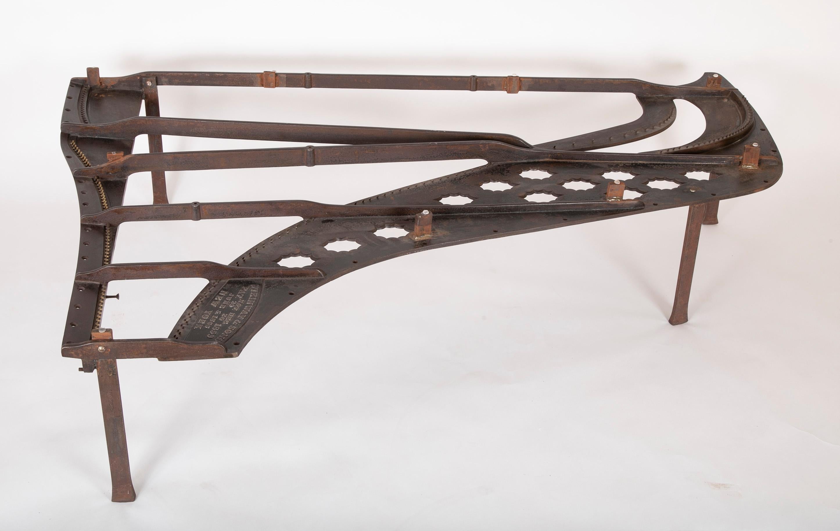 Antique Steinway Cast Iron Piano Frame Model a Grand Piano Now a Coffee Table For Sale 2