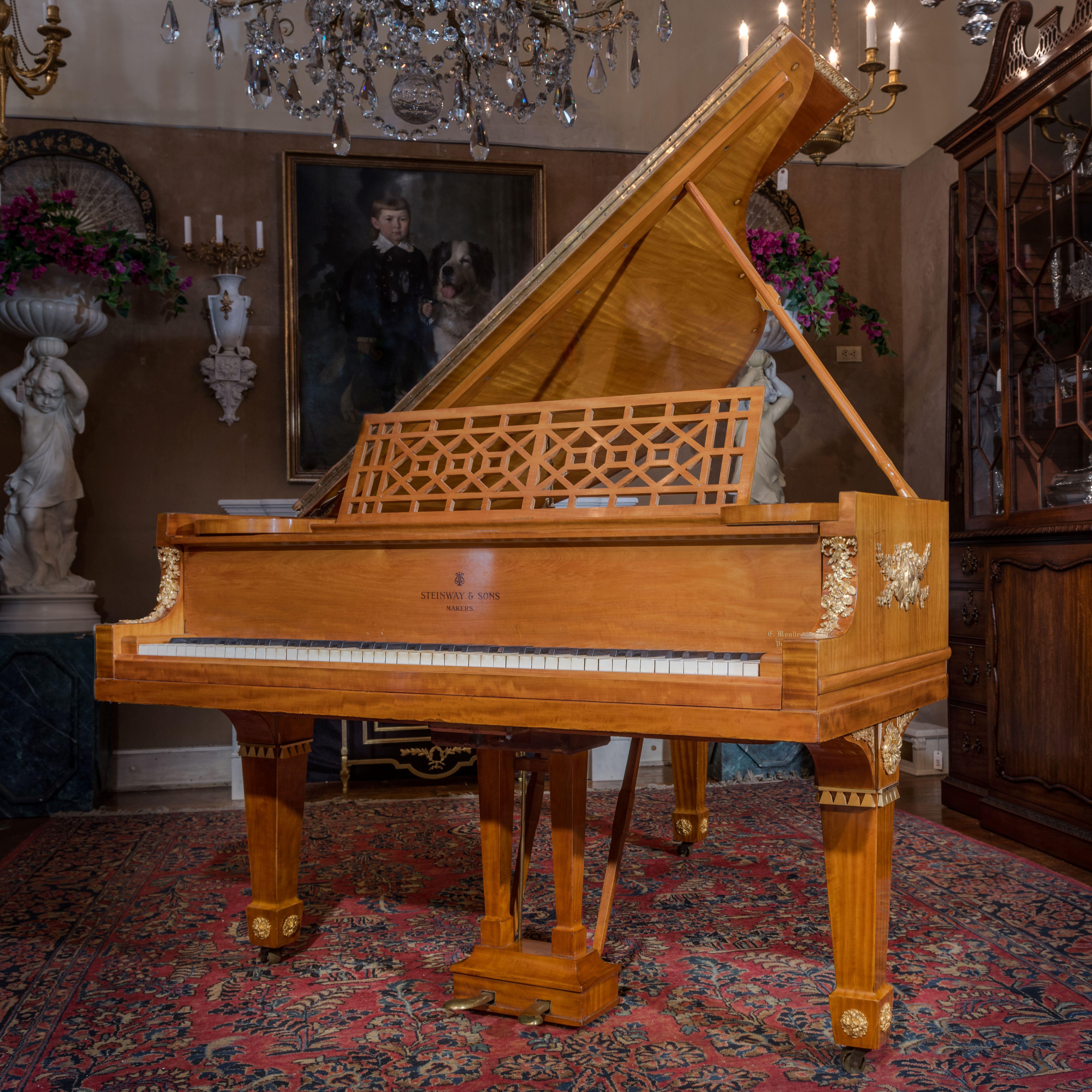 This piano was made in the Hamburg Steinway & Sons factory and decorated in France. It is a beautiful instrument.  As with most pianos, special shipping will be needed.