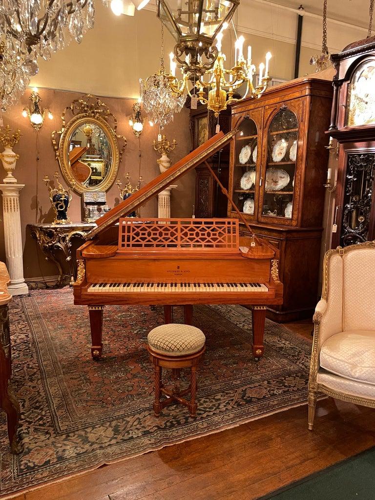 Antique Steinway & Sons Gold Bronze & Satinwood Baby Piano Circa 1910 In Good Condition For Sale In New Orleans, LA