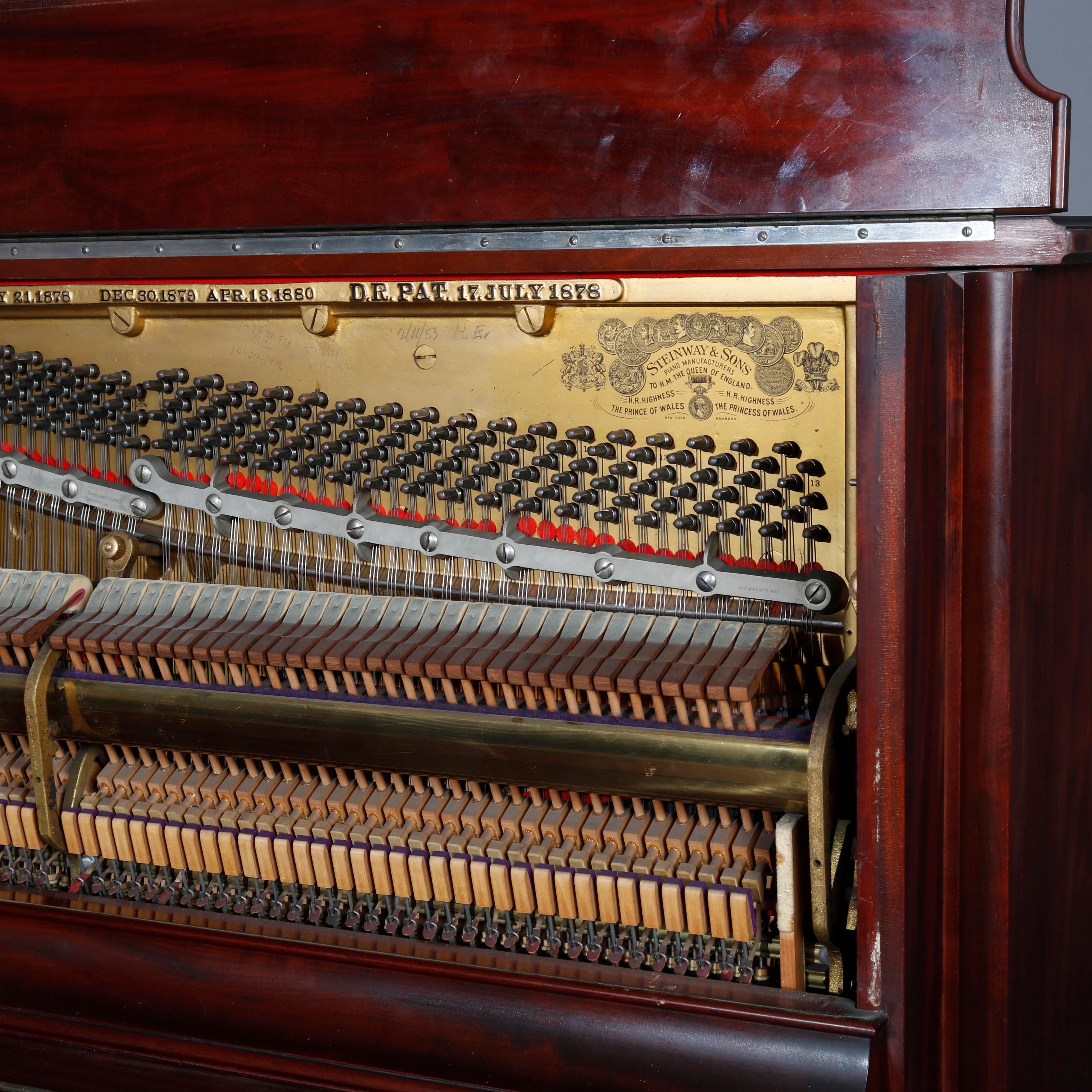 Antique Steinway & Sons Mahogany Upright Piano, circa 1864 4