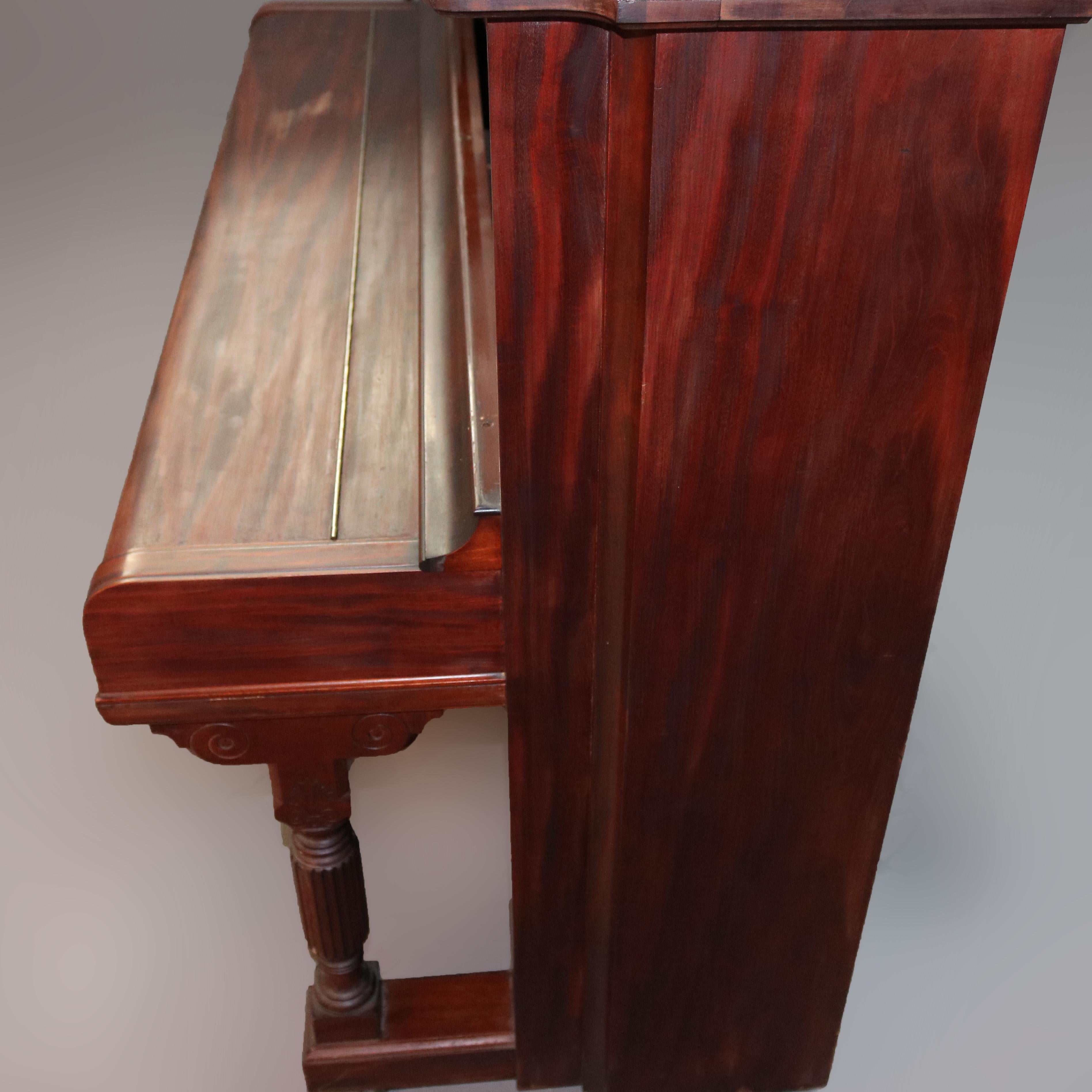 Cast Antique Steinway & Sons Mahogany Upright Piano, circa 1864