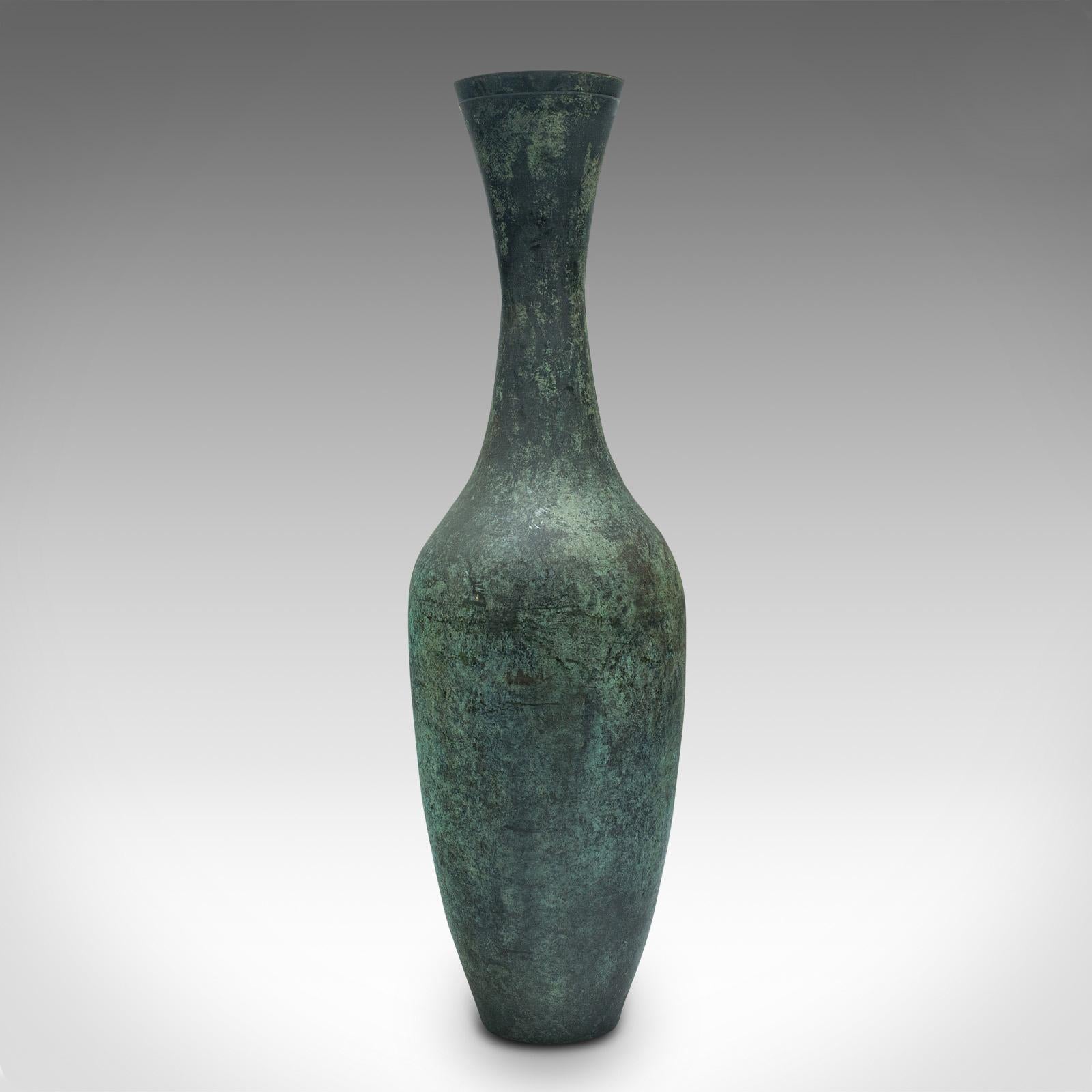 Meiji Antique Stem Vase, Japanese, Weathered Bronze, Decorative, Flower Urn, Victorian
