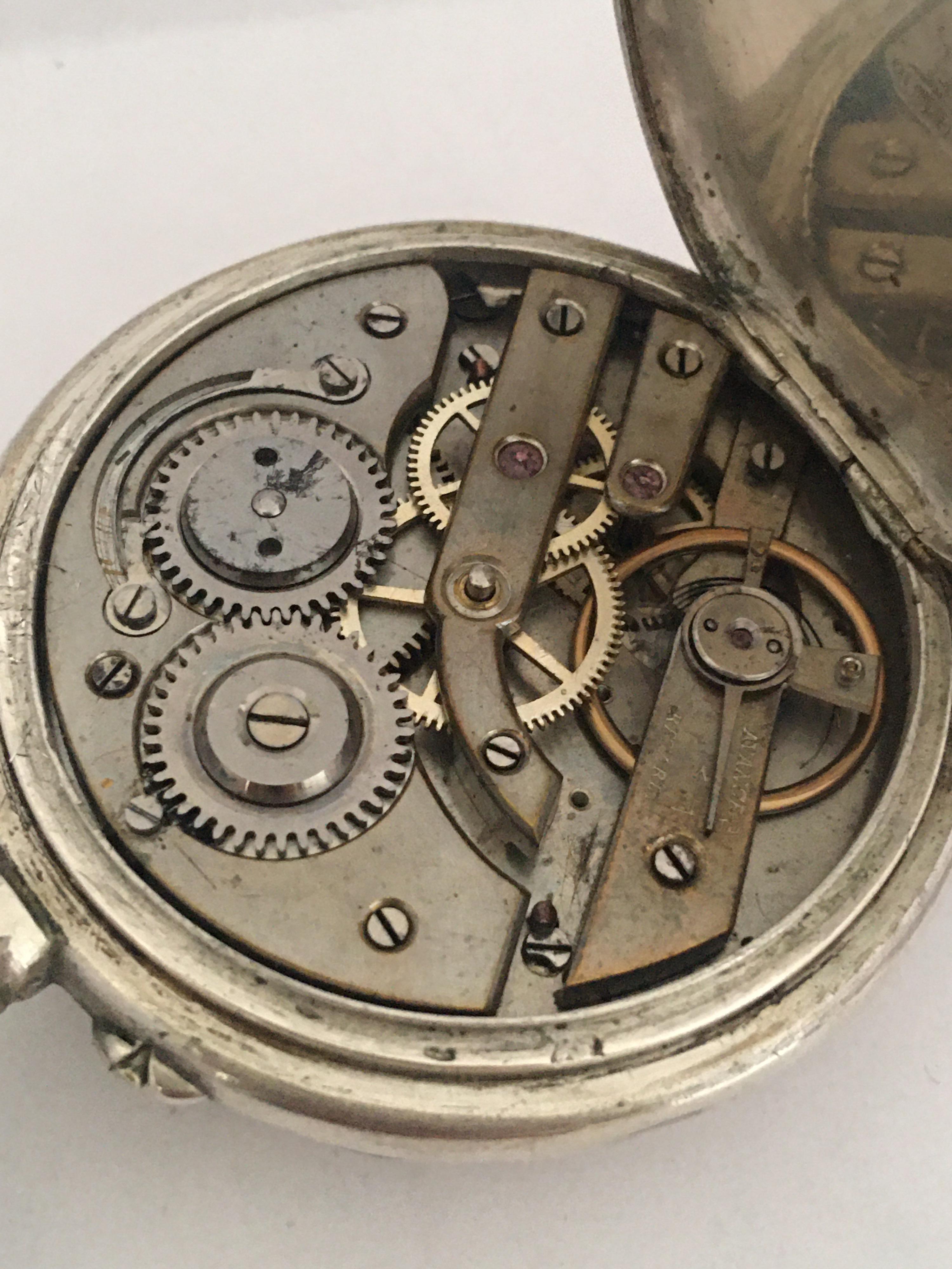 Antique Stem-Wind Silver Calendar Pocket Watch 6